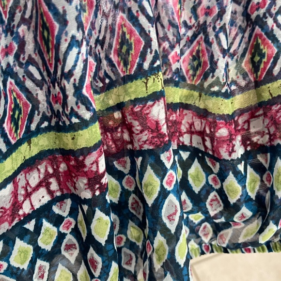 FIGUEROA&FLOWER blue/green/pink long sleeve sheer blouse in size large - Picture 5 of 8